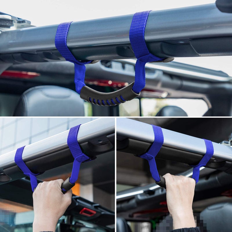 Danti 4 x Roll Bar Grab Handles Grip Handle for Jeep Wrangler YJ TJ JK JKU JL JLU Sports Sahara Freedom Rubicon X & Unlimited 1955-2024 (Blue) - Image 3
